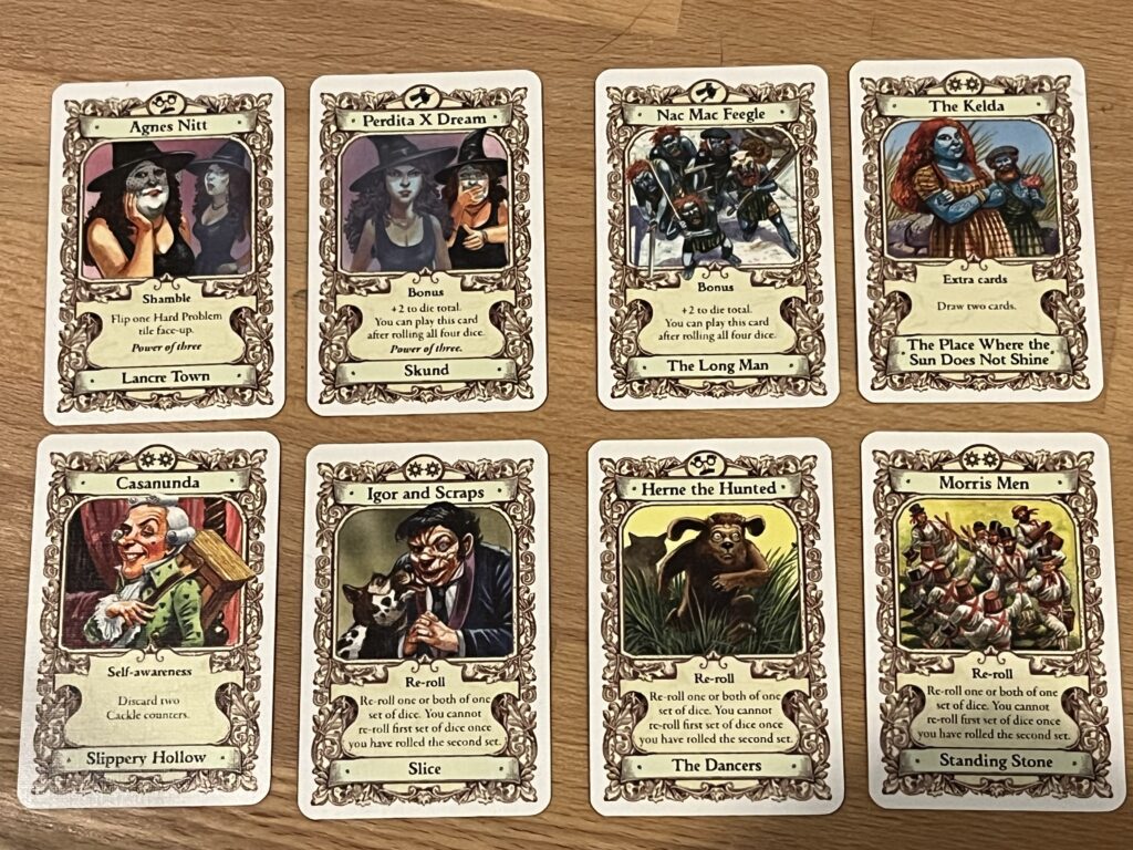 A photo of the cards from The Witches board game we mentioned as our favourites in the episode.